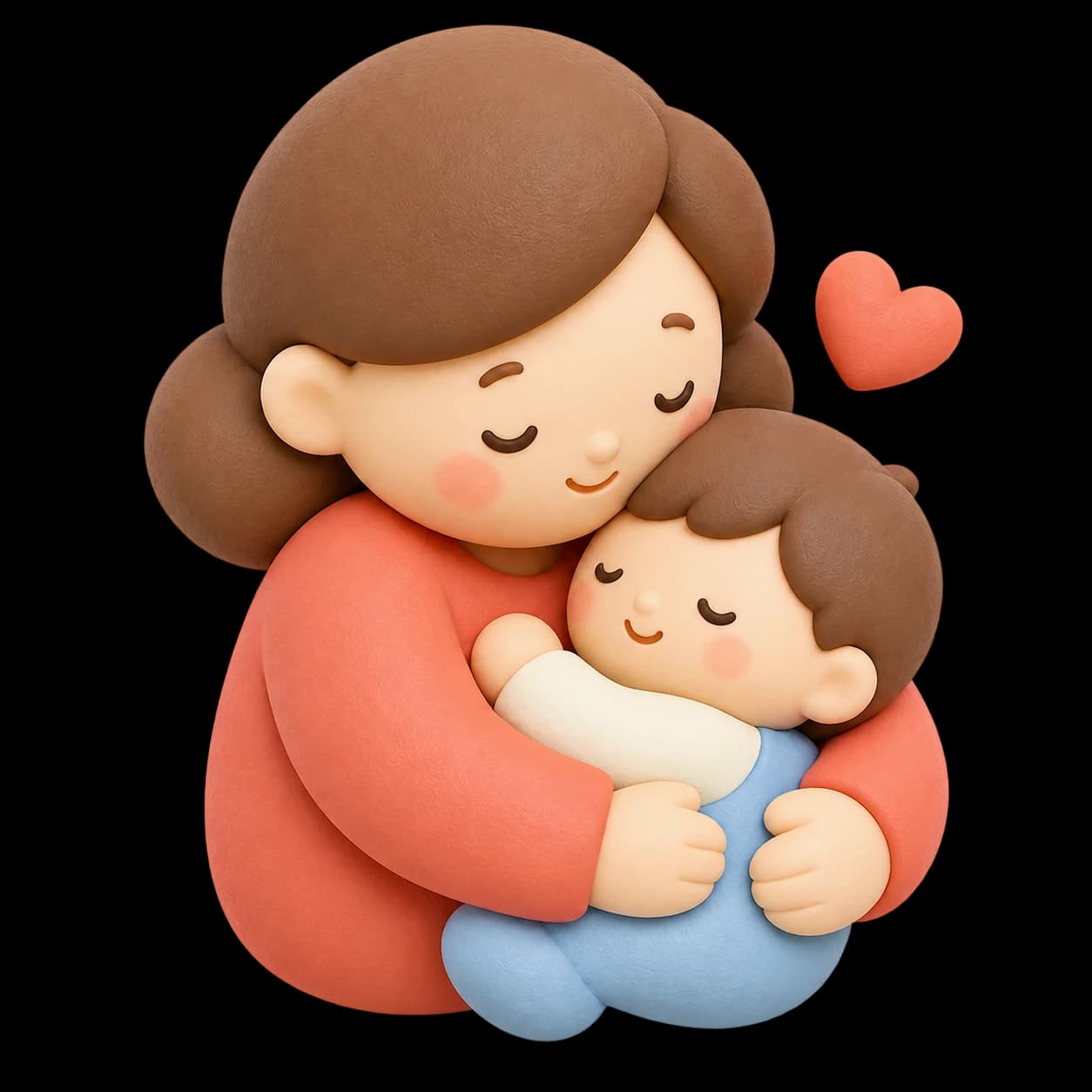 A mother gently hugs her child